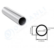 Alüminyum Boru Dış Çap 54mm X Et Kalınlık 1.5mm